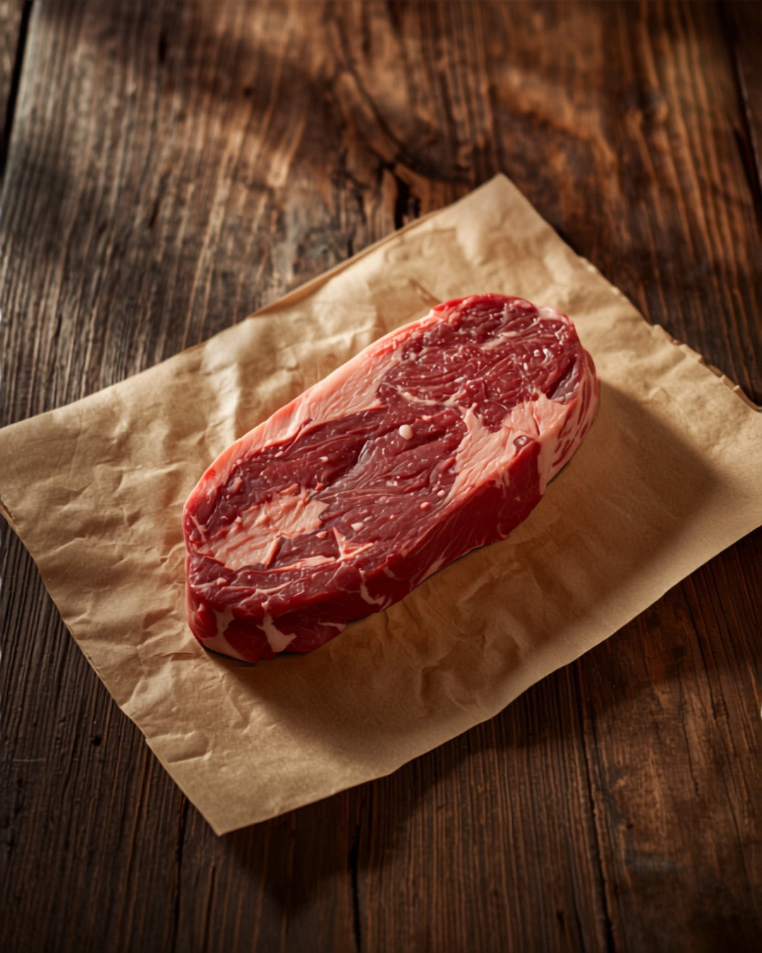 Raw sirloin tip steak on kraft butcher paper - GrayCon Farms