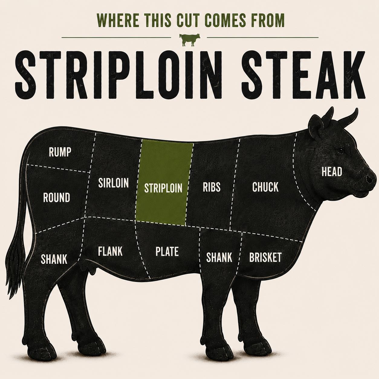 Striploin Steak cut — grass-fed beef from GrayCon Farms, Elmvale Ontario