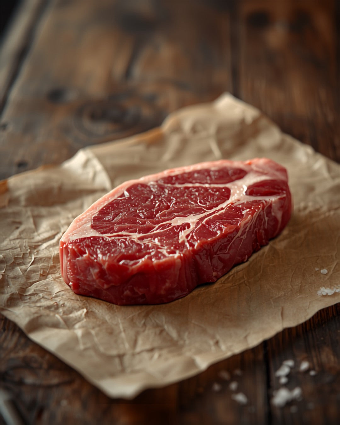 Raw ribeye steak on kraft butcher paper - GrayCon Farms