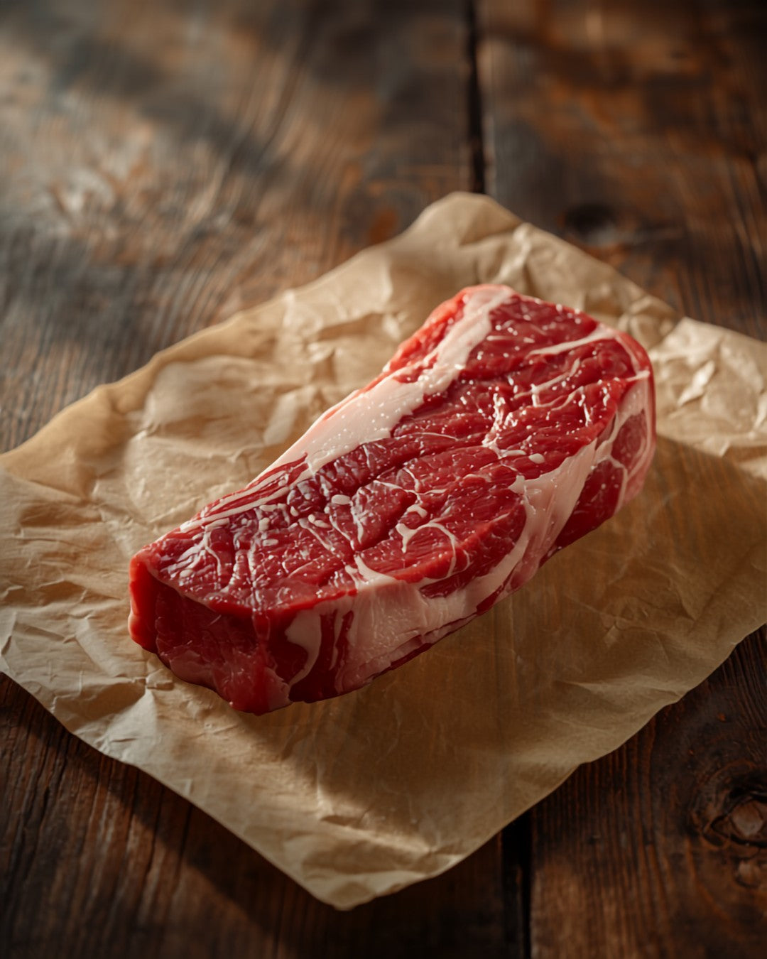 Raw T-bone steak on kraft butcher paper - GrayCon Farms
