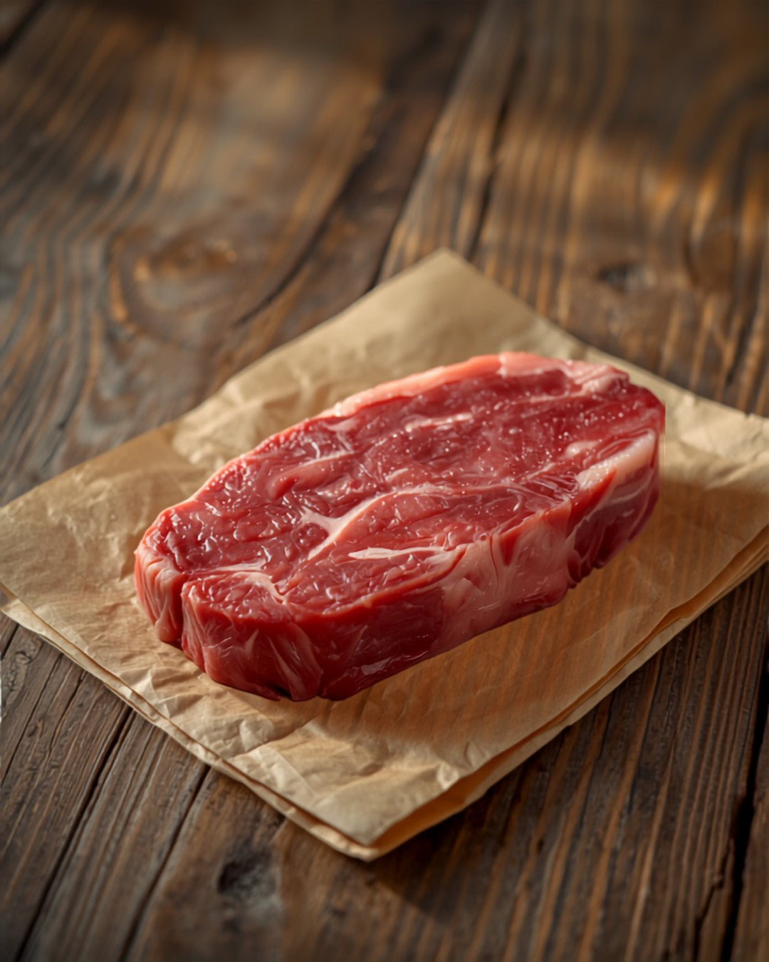 Raw sirloin steak on kraft butcher paper - GrayCon Farms