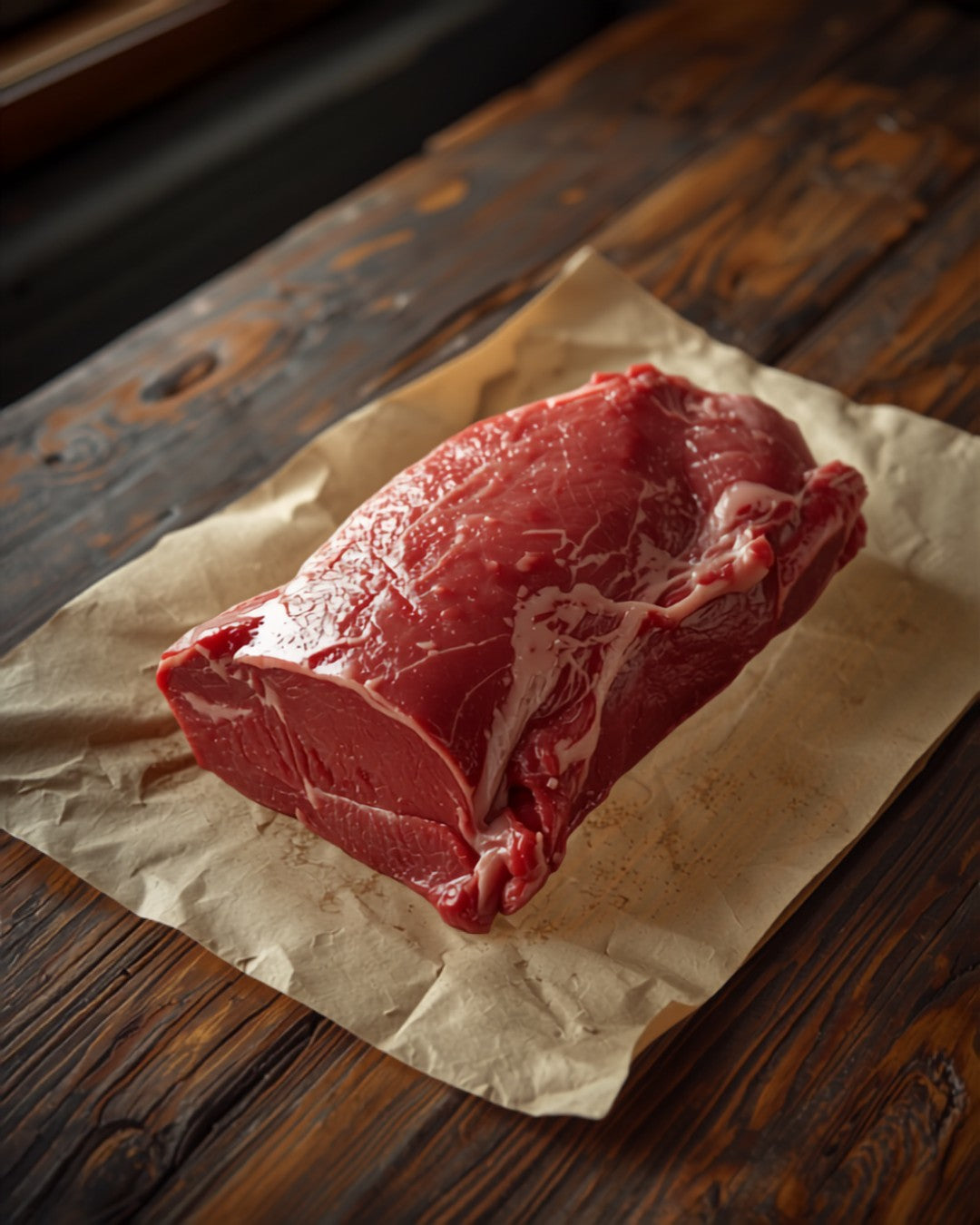 Raw beef brisket with fat cap on kraft butcher paper - GrayCon Farms