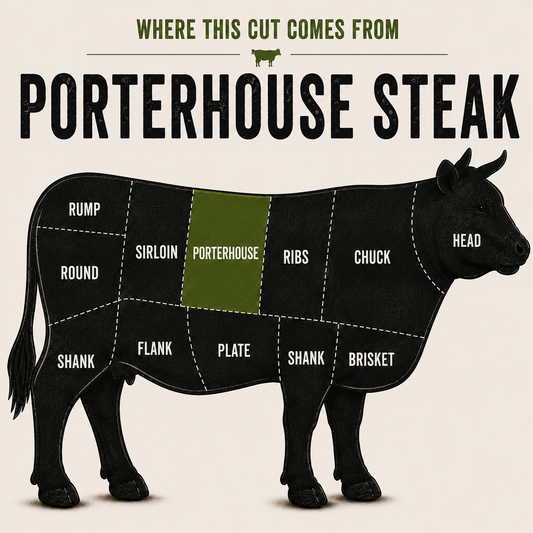Porterhouse Steak cut — grass-fed beef from GrayCon Farms, Elmvale Ontario