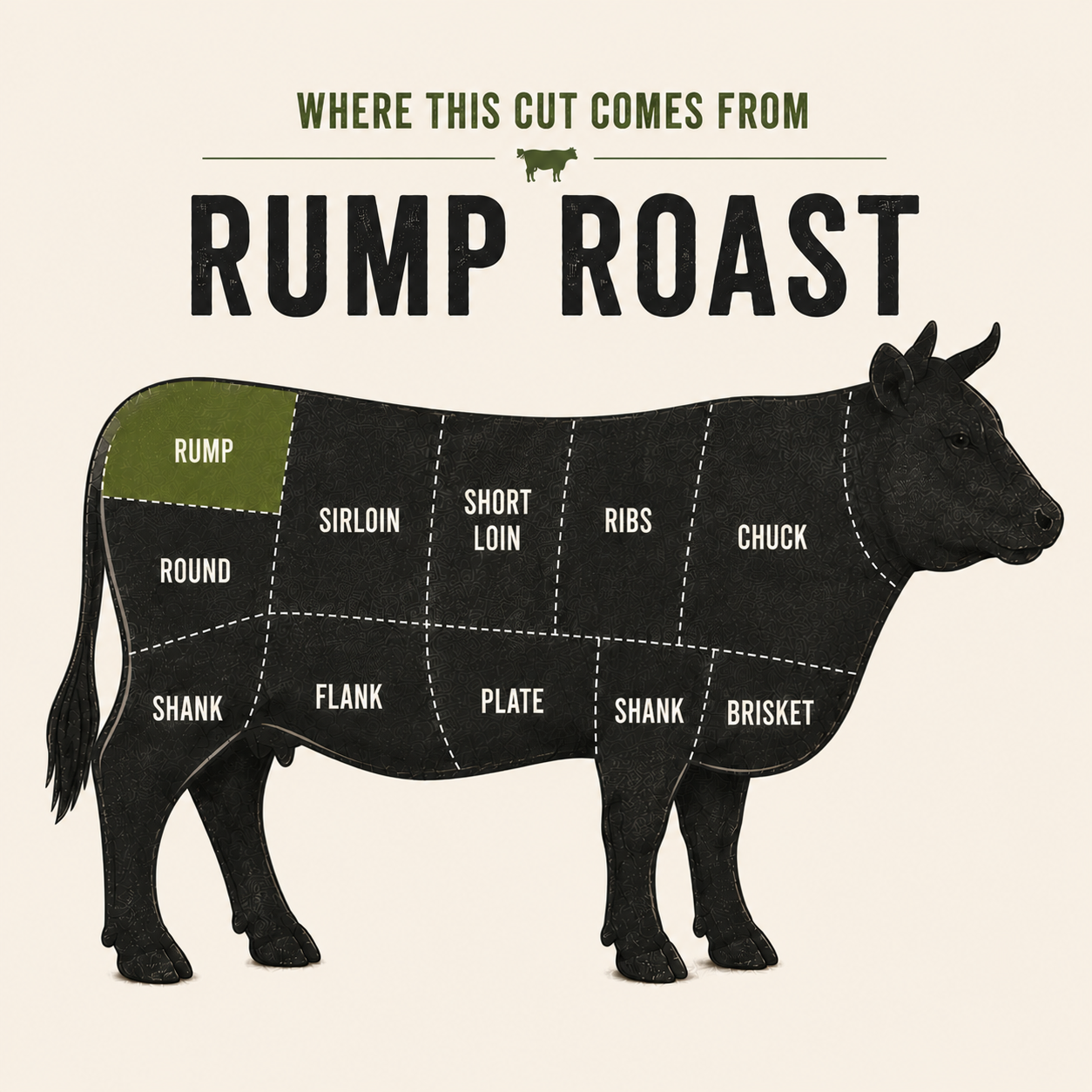 Rump Roast cut — grass-fed beef from GrayCon Farms, Elmvale Ontario