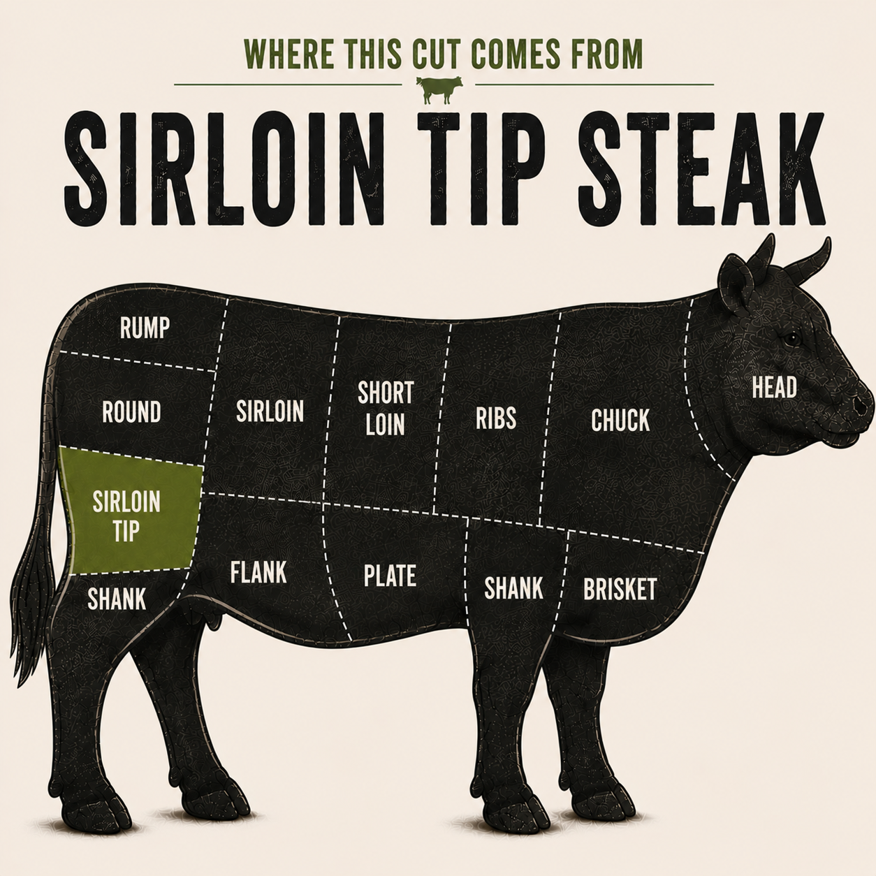 Sirloin Tip Steak cut — grass-fed beef from GrayCon Farms, Elmvale Ontario